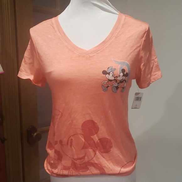 Disney Orange Mickey Mouse T-Shirt Sz XS NWT - Picture 1 of 8